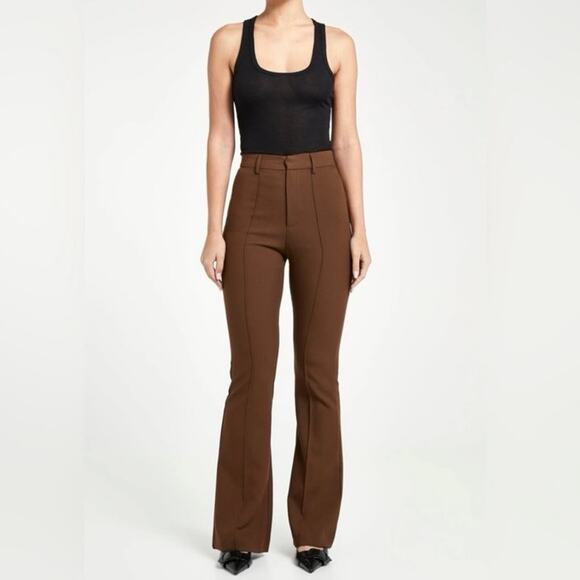 Because of Alice BOA NWT Wide Leg Suit Trouser Pants in Chocolate Brown Large - Picture 2 of 15